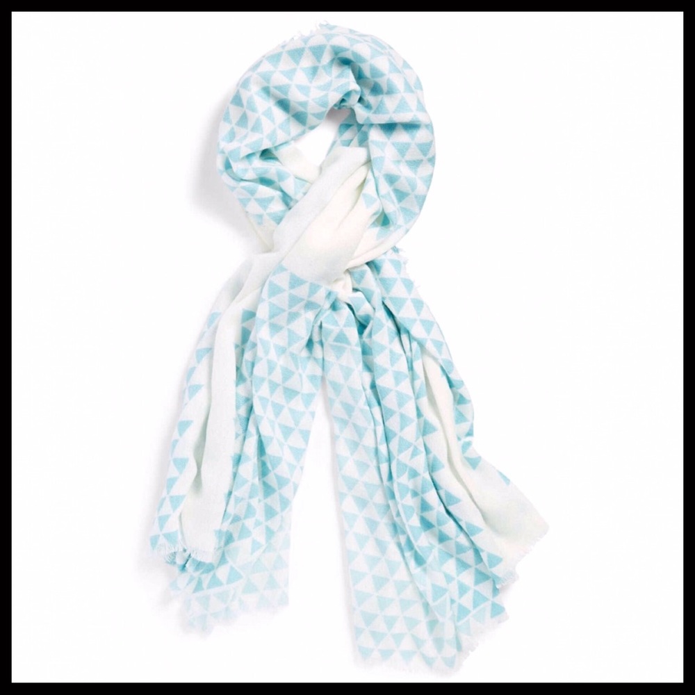 LONG TURQUOISE WHITE WRAP CAPE BLANKET SCARF - Picture 2 of 8